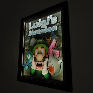 Luigi&#39;s Mansion Deluxe Shadow Box Framed Art (Select a Size) (Optional Lighting)