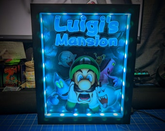 Luigi's Mansion Poster Shadowbox (Select a Size) (Optional Lighting)