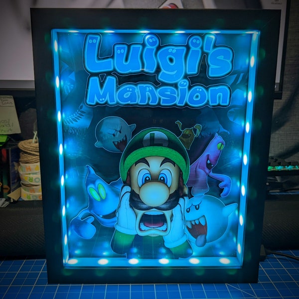 Luigi's Mansion Poster Shadowbox (Select a Size) (Optional Lighting)