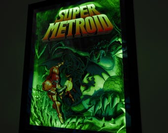Super Metroid Deluxe Shadow Box Framed Art (select a Size