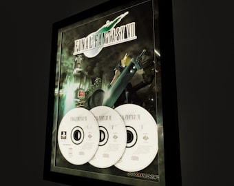 Final Fantasy VII (7) Replica CD Deluxe Shadow Box Framed Art (Choose a Background) (Optional Lighting)