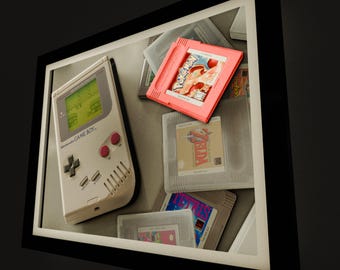 Custom Gameboy Shadow Box Framed Art (Pick any Game) (Select a Size) (Optional Lighting)