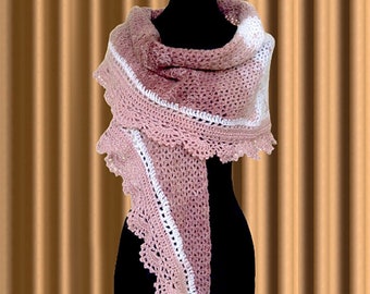 Châle doux en mohair, châle triangulaire au crochet, écharpe en dentelle faite main, écharpe de soirée, accessoire femme, écharpe triangle en mohair