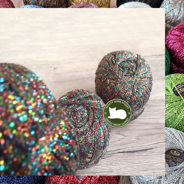 Melange glitter yarn, metallic iridescent yarn, thread with shimmer, sparkle yarn, crochet, knitting, embellishment, brocade craft supply