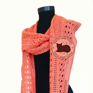 Easy crochet scarf pattern, Long shawl pattern, wide scarf crochet tutorial, Instant Download 1039