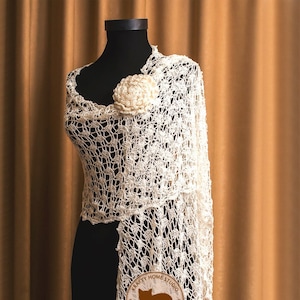 CROCHET PATTERN & CHART / Crochet shawl pattern, long lace scarf pattern, wide rectangle shawl, Instant Download 1026