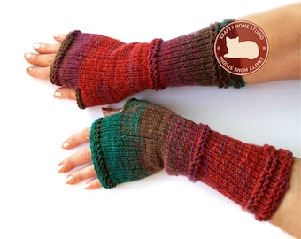 Fingerless gloves pattern, knitting gloves, mittens with thumb, open finger gloves, row by row knitting tutorial, Instant Download 6001