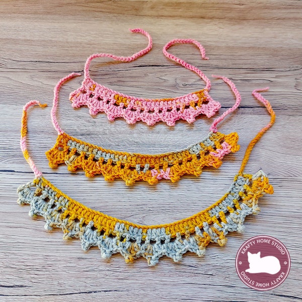 Crochet Necklace Pattern Beginners pattern, fast project for collar Bib necklace simple pattern for jewelry with ties, Instant Download 1005