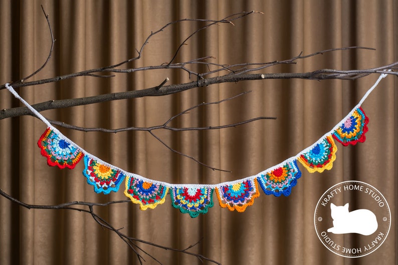 Crochet Garland Hanging Crochet Banner Colorful Banner Etsy