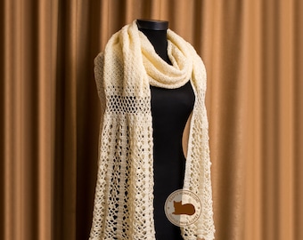 Crochet lace shawl, crochet wide scarf tutorial pattern, wide shawl crocheted, Instant Download 1019