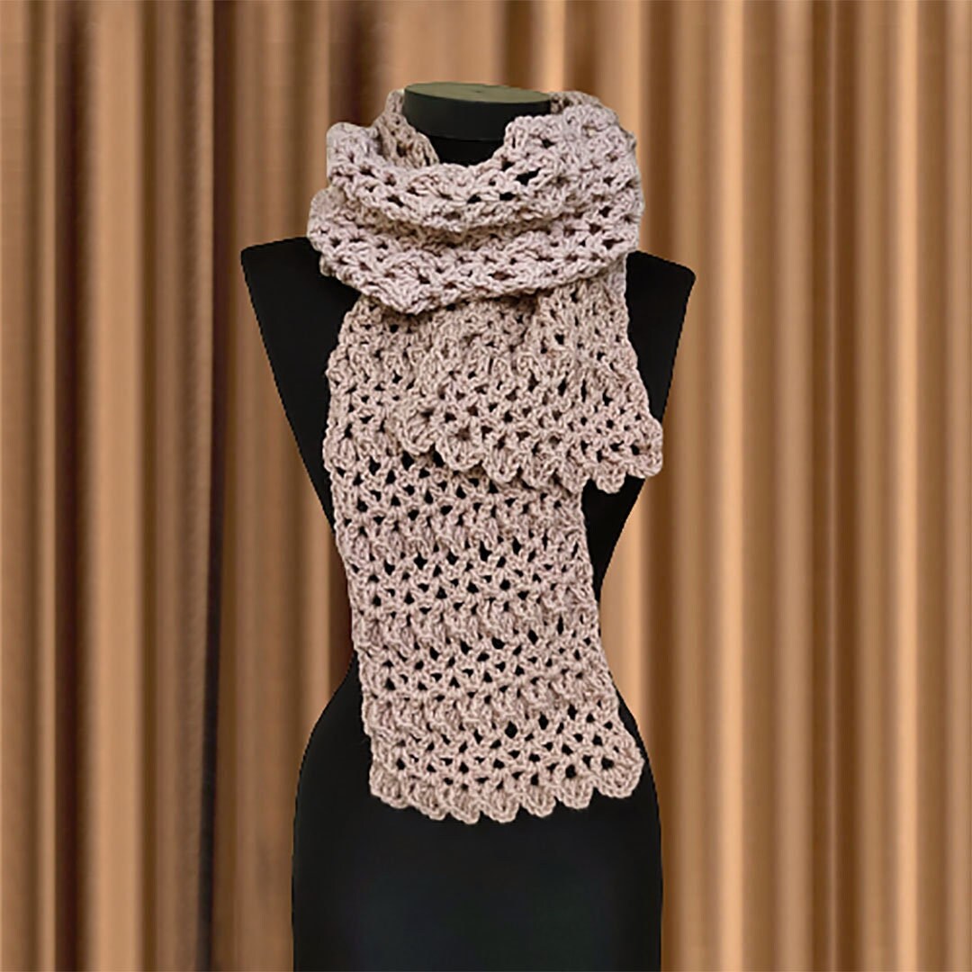 Airy Crochet Scarf Digital Pattern Winter Long Scarf Easy Etsy