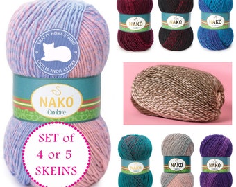 Nako Ombre yarn, Knitting yarn, Wool, Acrylic, Winter scarves yarn, beanie yarn, Hat yarn, Pullover yarn