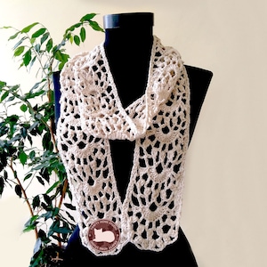 Skinny Scarf Pattern, Lace scarf, PDF Crochet Pattern, Lacy mesh scarf, Instant Download 1037