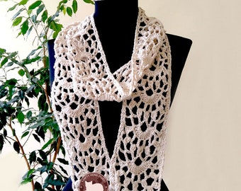 Skinny Scarf Pattern, Lace scarf, PDF Crochet Pattern, Lacy mesh scarf, Instant Download 1037