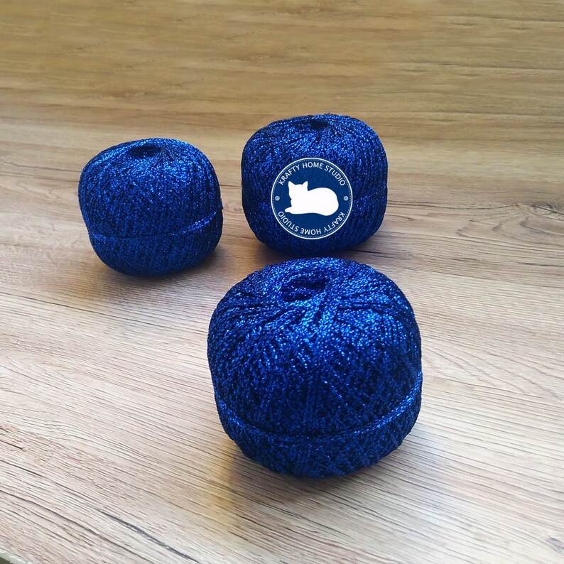 Blue Glitter Yarn Metallic Yarn Thread With Shimmer Soft - Etsy