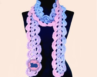 Crochet skinny scarf pattern, Instant Download 1036