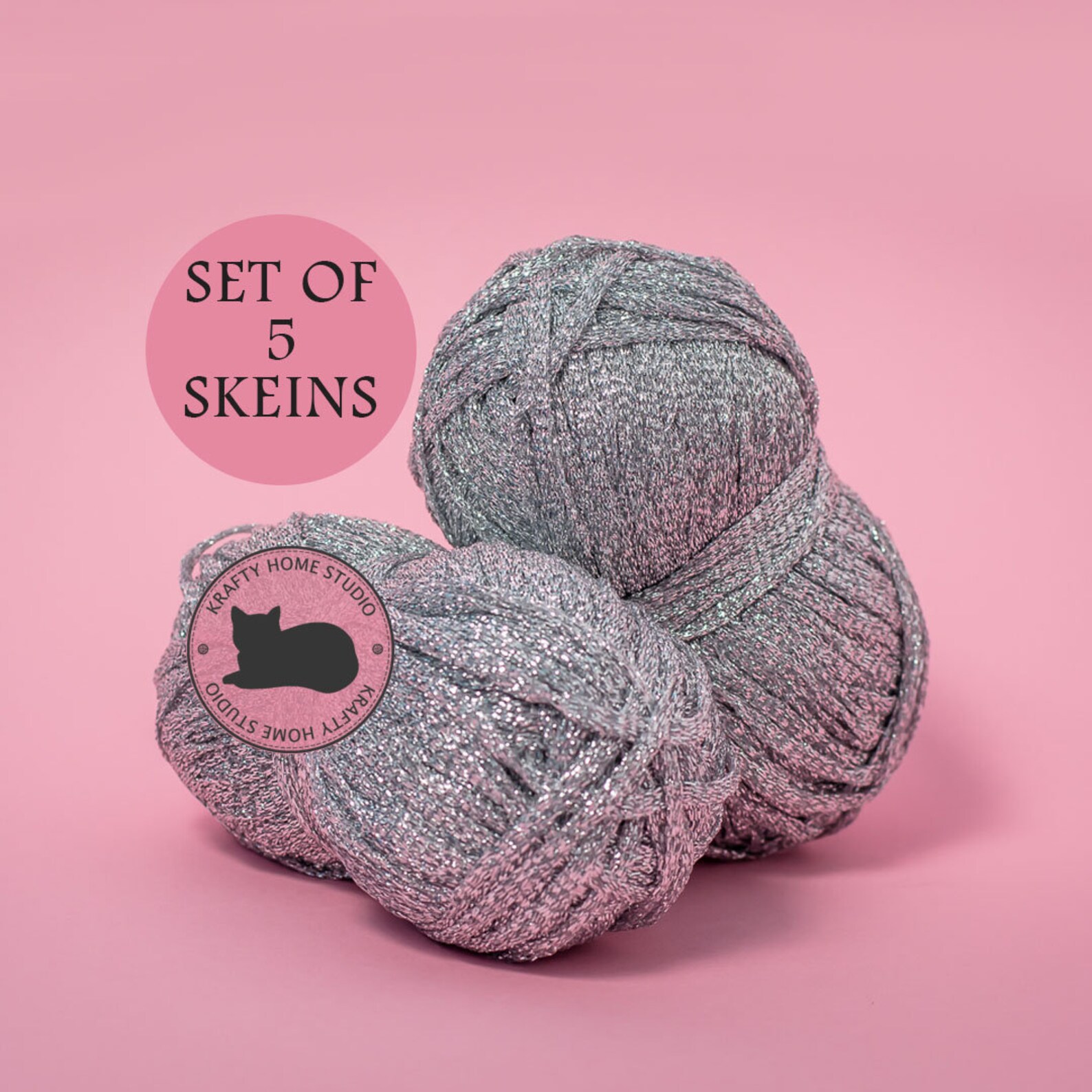 Silver glitter yarn soft metallic stripe thread yarn with Etsy