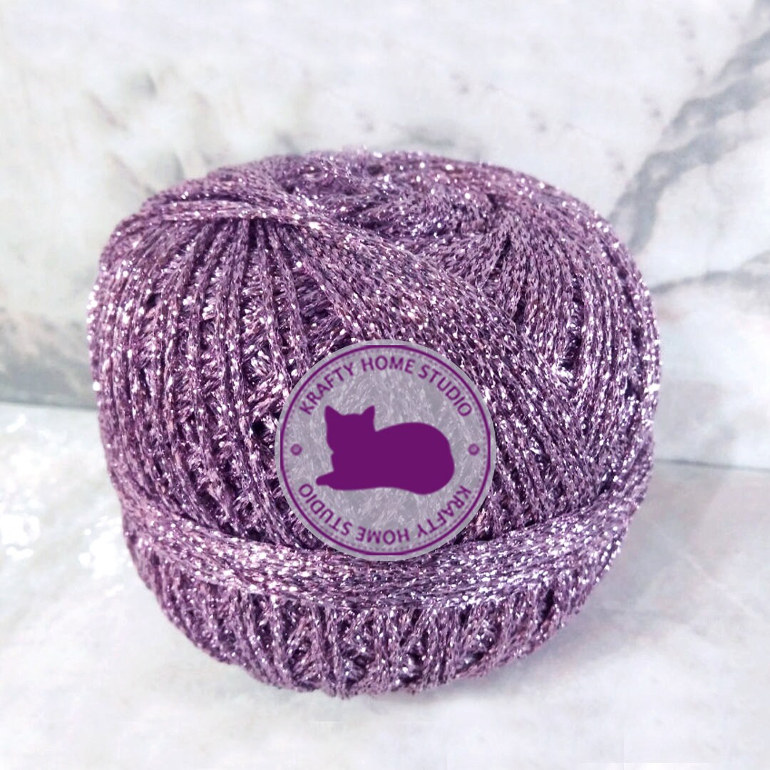 Clisil Purple Glitter Yarn Crochet Thread Sparkle Metallic Lurex Lame Shine  Yarn Bag Decorations 40g