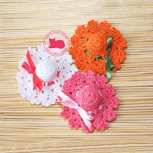 Crochet mini hat pattern, home decoration, nursery, embellishment, crochet hat with a brim pattern, small doll hats, Instant Download 5026