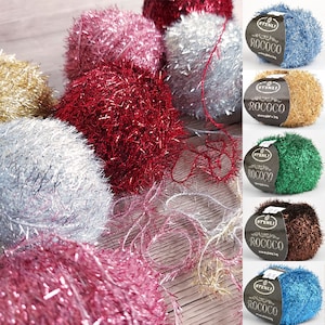 Extra soft eyelash yarn, metallic art eyelash yarn, embellishment yarn, shimmer fancy threads for decoration, shimmer thread image 1