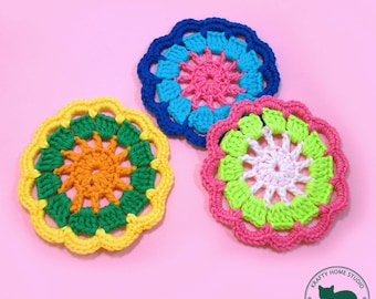 Crochet pattern for beginners, photo tutorial 37 large pictures, round motif, easy coaster pattern crochet doily, Instant Download 5016