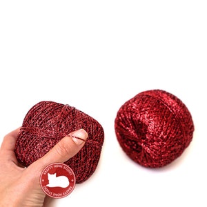 Rotes Glitzer-Garn - Metallic-Schimmer-Garn zum Häkeln, Stricken und Verzieren - Weiches Glitzer-Garn - Brokat-Bastelzubehör
