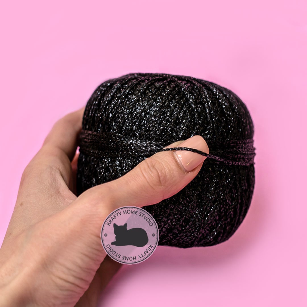 Black Glitter Yarn, Metallic Yarn, Thread With Shimmer, Soft