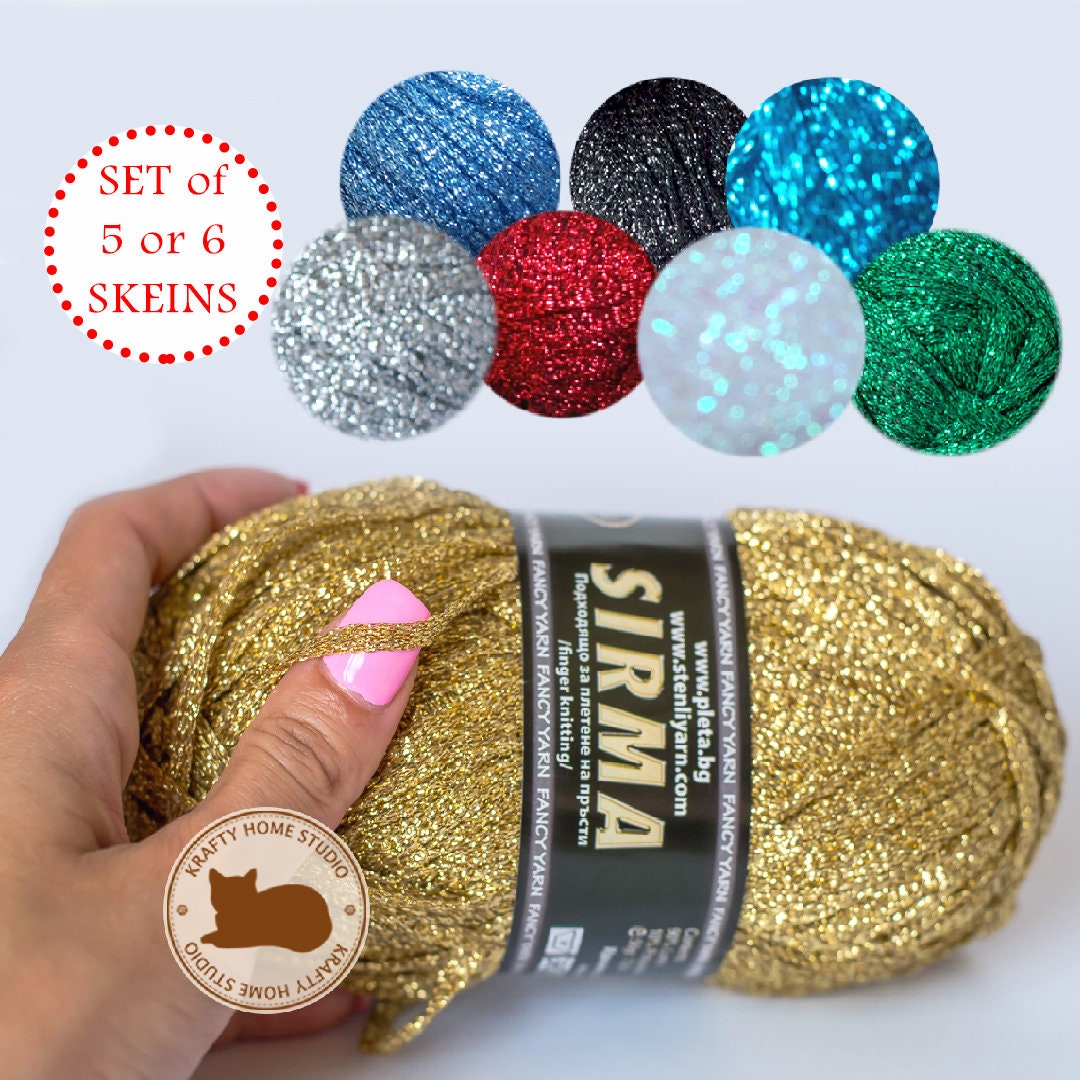 Gold Glitter Yarn, Soft Metallic Stripe Thread, Yarn With Shimmer