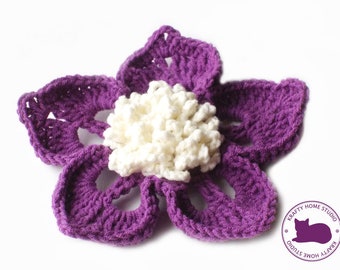 Crochet Flower Pattern, Easy Crochet Brooch Pattern, Step By Step Pattern, blossom Pattern, DIY Ornament, Instant Download 5021