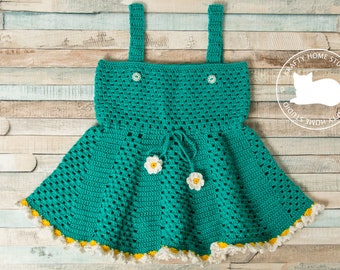 Crochet Daisy Dress Pattern, Baby Dress Pattern, Princess Dress, Infant Pinafore, Girl Clothing, Frilly Baby Dress, Instant Download 4016