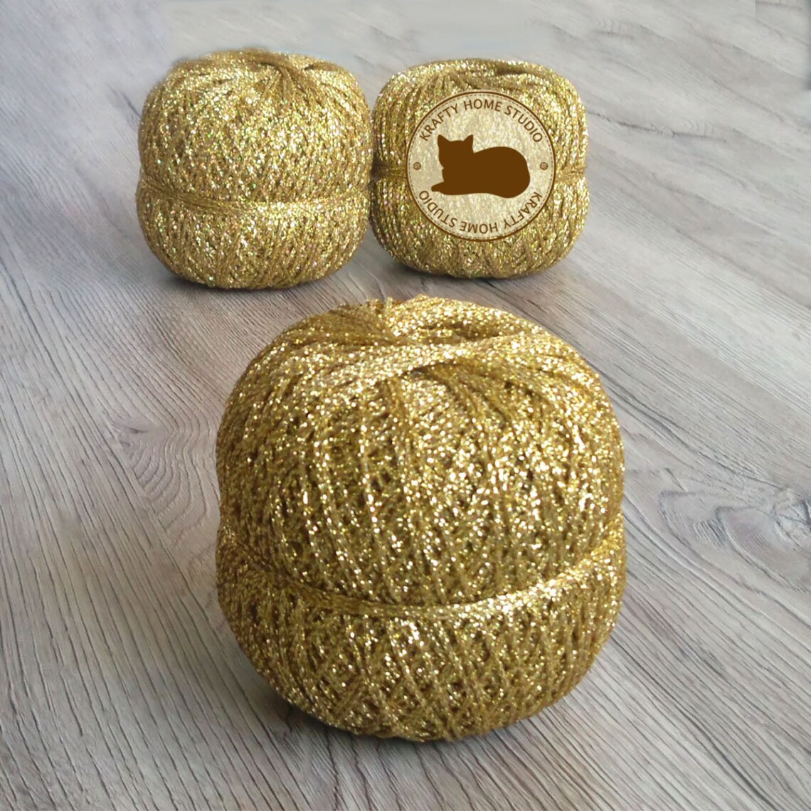 Gold glitter yarn metallic yarn thread with shimmer soft Etsy