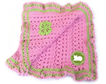Crochet baby blanket with four-leaf clover pattern, stroller pattern, handmade baby afghan, Newborn throw pattern, Instant Download 4029