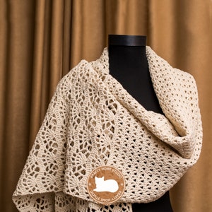 Modèle de châle au crochet, écharpe rectangle pour femme, projet fait main d&#39;étole, bricolage aux graphiques instructions laine de poids sport, téléchargement immédiat 1010A