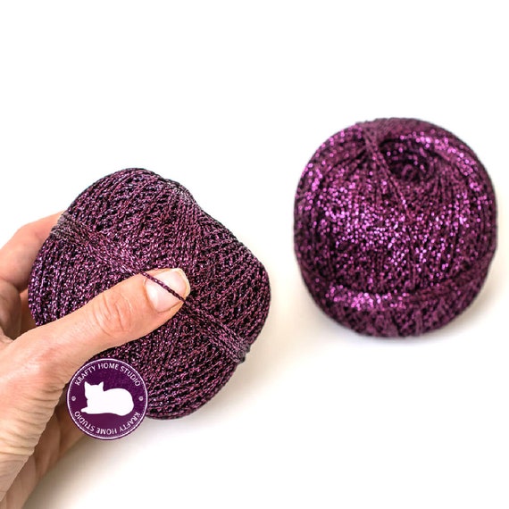 Wine Glitter Yarn, Metallic Yarn, Shine Crochet, Glitter Sparkle  
