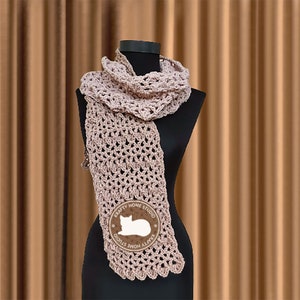 Airy crochet scarf digital pattern, winter long scarf, easy crochet tutorial, warm relief scarf, instant download 1047