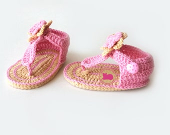 Crochet Baby Sandals Pattern, Tutorial crochet Slippers, Double Soles, Baby Gladiator Sandals Flip Flops Pattern, Instant Download 4008