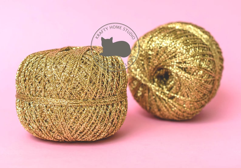 Gold metallic yarn,shimmer yarn stripe sparkle glitter shiny art thread
