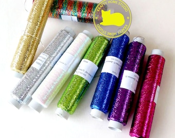 Lame metallic thread, glitter thread, metallic shimmer thread, sparkle for jewelry, lace thread, crochet thread, knitting thread