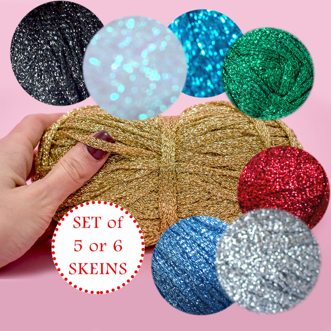 Gold Glitter Yarn, Soft Metallic Stripe Thread, Yarn With Shimmer