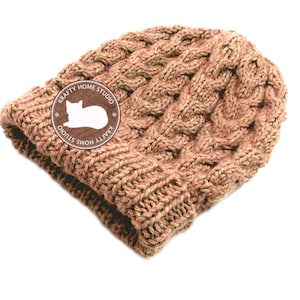 Cable Knit Hat Pattern, knit Slouchy beanie pattern, Easy knit beanie hat pattern, Instant Download 3001