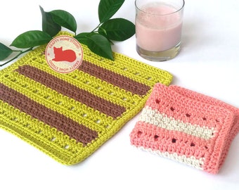 Crochet dishcloth pattern, crochet tutorial for washcloth, kitchen cloth potholder pattern, Instant Download 5034