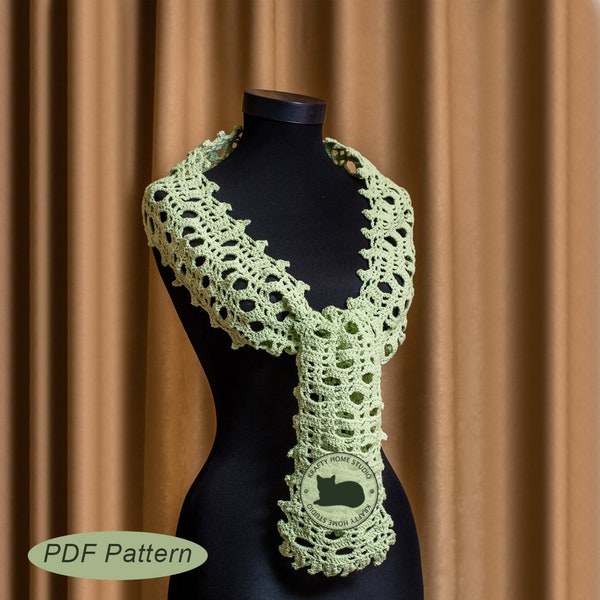 Easy crochet scarf pattern, crochet pattern with diagram, beginner crochet pattern, how to crochet mesh scarf, Instant Download 1003