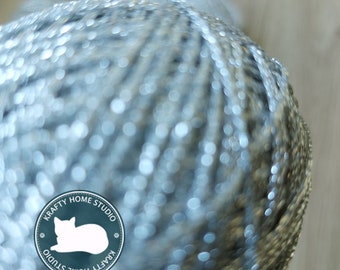 Silver metallic yarn, glitter thread, sparkle yarn, crochet, knitting, embellishment