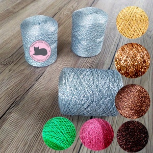 Glitter yarn, metallic yarn, thread with shimmer, sparkle yarn crochet, knitting, embellishment, brocade craft supply image 1