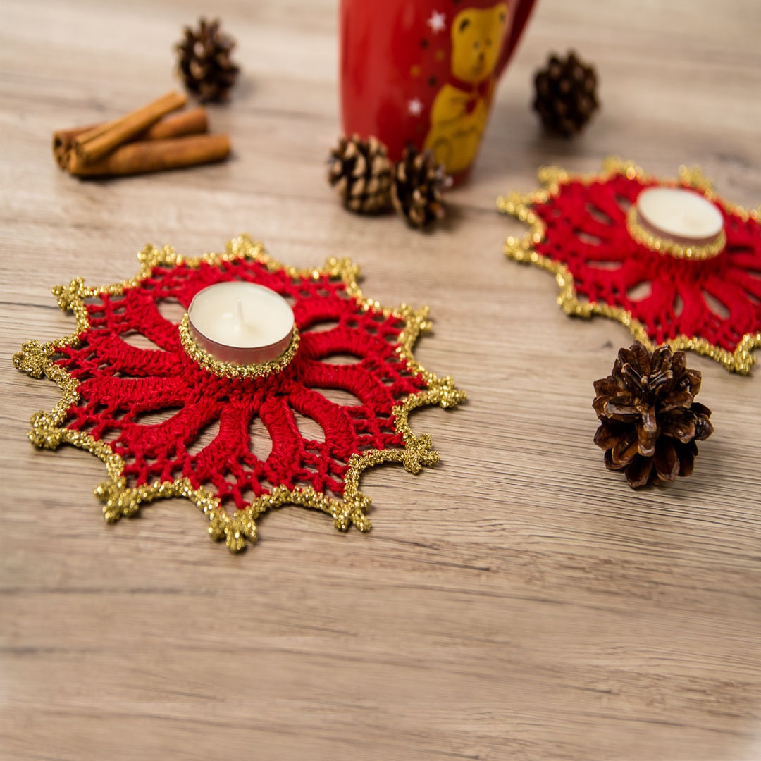 Tea Light Candle Holder Crochet Pattern Christmas Photo Etsy