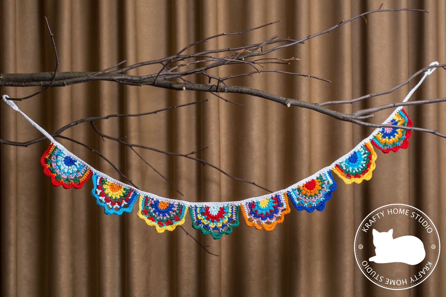 Crochet Garland Hanging Crochet Banner Colorful Banner Etsy