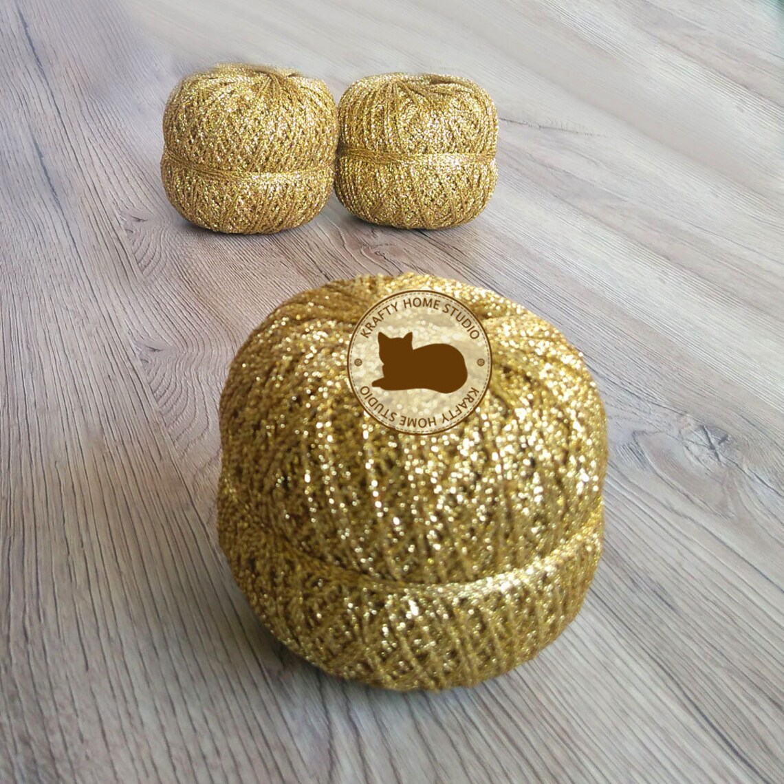 Gold Glitter Yarn Metallic Yarn Thread With Shimmer Soft Etsy