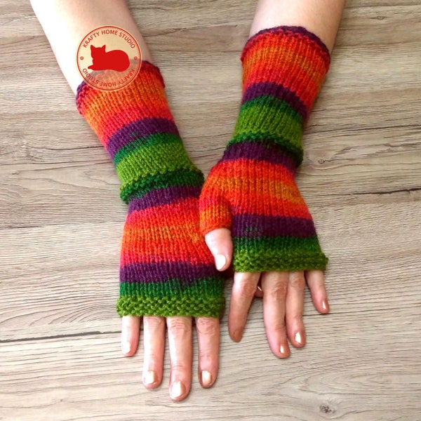 Basic fingerless gloves knitting pattern, gloves with thumb pattern, Knit glove pattern, long mittens, Instant Download 6001