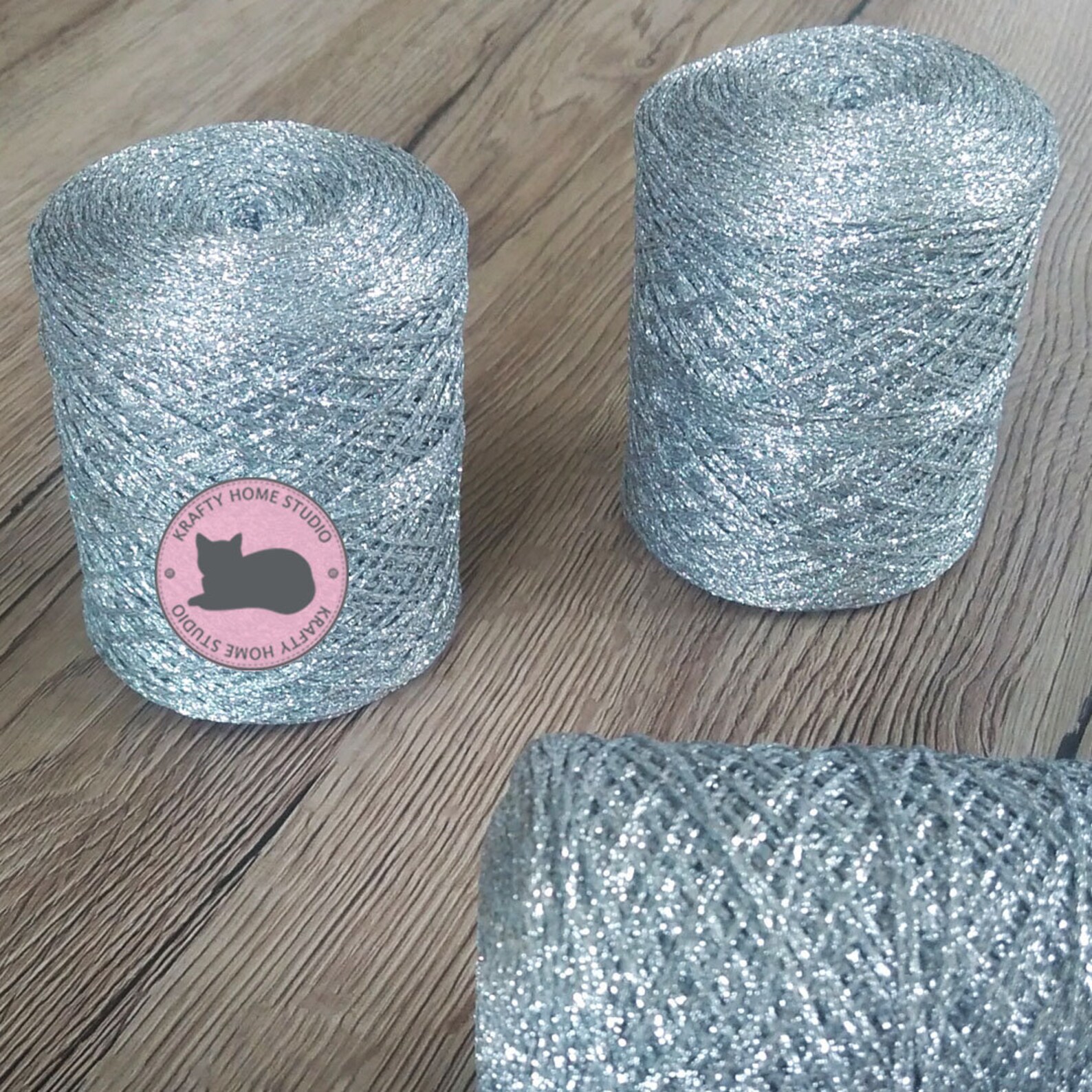 Silver glitter yarn metallic yarn thread with shimmer soft Etsy