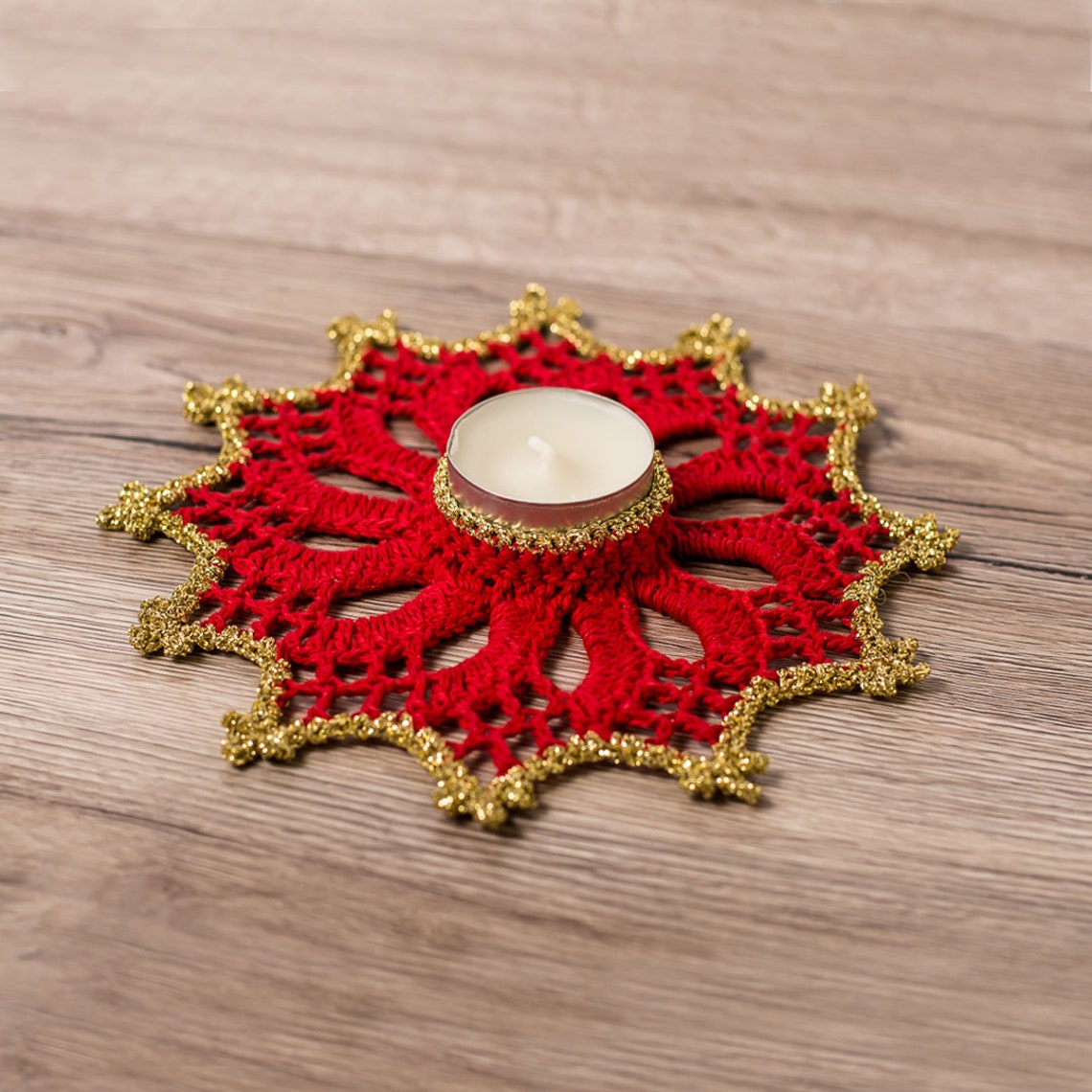 Tea Light Candle Holder Crochet Pattern Christmas Photo Etsy